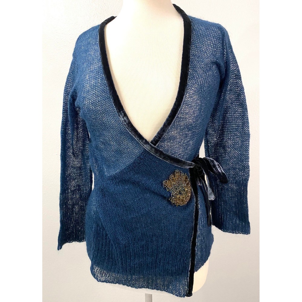 Nine West Women's Teal Sweater with Gold Bead Decoration, Size S